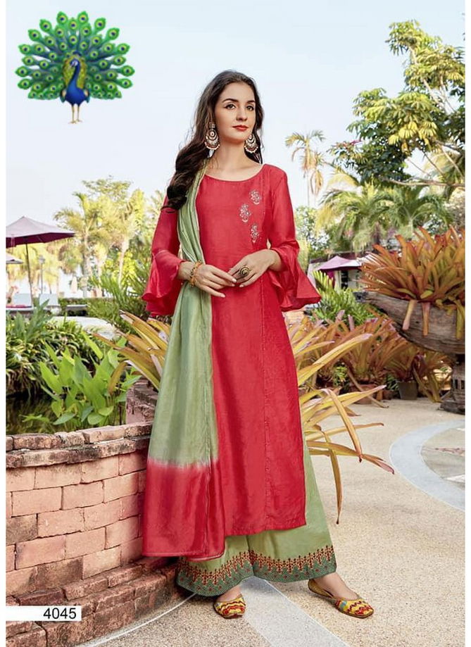 Tano-hari Vol 1 Latest Designer Festive Wear Fancy Embroidery Work Rayon Ready Made Plazzo Salwar Suit With Repiyor Gadhwal Fancy Duppatta